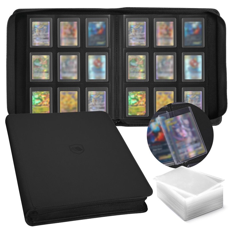 Top Loader Binder, Holds 288 Toploaders, 288 Toploader and 288 Card Sleeves INCLUDED, 9-Pocket Top Loader Binder for 3" x 4" Rigid Toploaders, Double-Sided Card Binder for TCG, Sport Cards