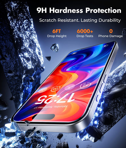 UNBREAKcable 2-Pack Screen Protector for iPhone 16e/13/13 Pro/14, Double Shatterproof Tempered Glass [Easy Installation] [9H Hardness] [99.99% HD] [Case Friendly] for Apple 13 Pro/13/14/16e 6.1 inch