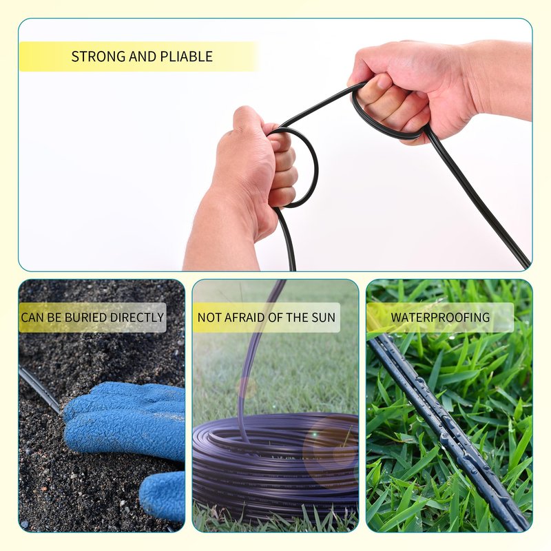 Lucky TL 14/2 Low Voltage Landscape Wire 200 Feet, 14 Gauge 2 Conductor, Outdoor Waterproof, Direct Buried Landscape Lighting Wire, Pure Copper Making (200FT)