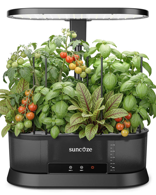 SUNCOZE Hydroponics Growing System with Removable Tank, 36W Dimmable Full Spectrum LED Grow Light, 12 Pods Indoor Herb Garden with 5L Split Water Tank, 21.6" Height Adjustable Hydroponic Garden