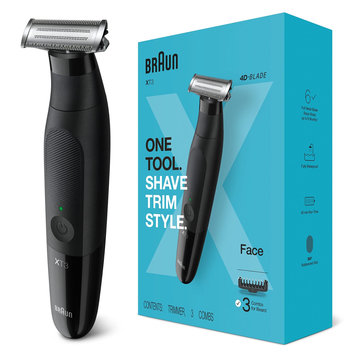 Braun Series XT3 - Beard Trimmer, Shaver, Electric Razor for Men, Manscaping Kit, Durable Blade, XT3000