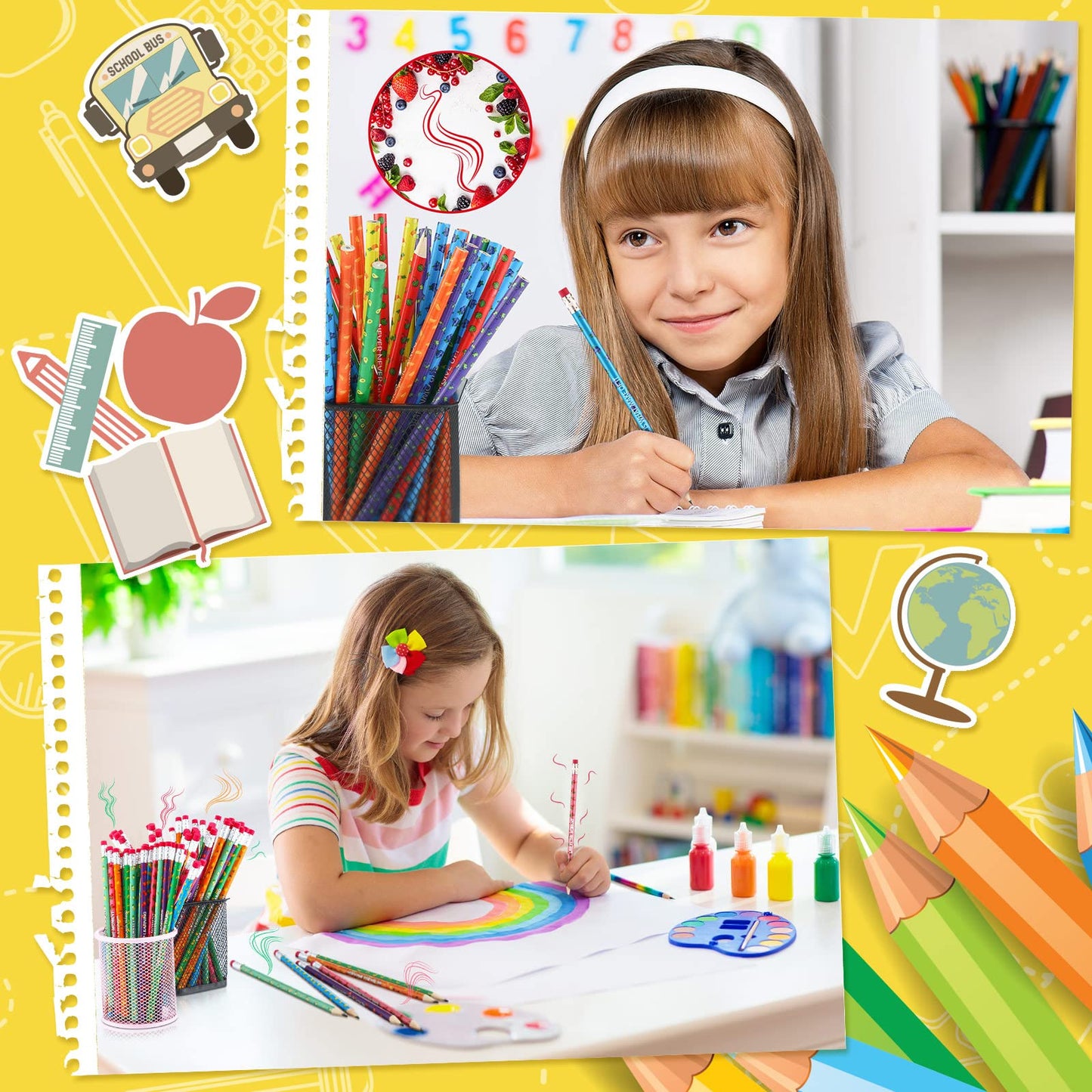 Gersoniel 120 Pcs Scented Pencils Bulk for Kids Inspirational Motivational Cute Fun Fruit Wood Smelly Graphite Pencils with Erasers for School Classroom Office Students Girls Boys Gifts Supplies