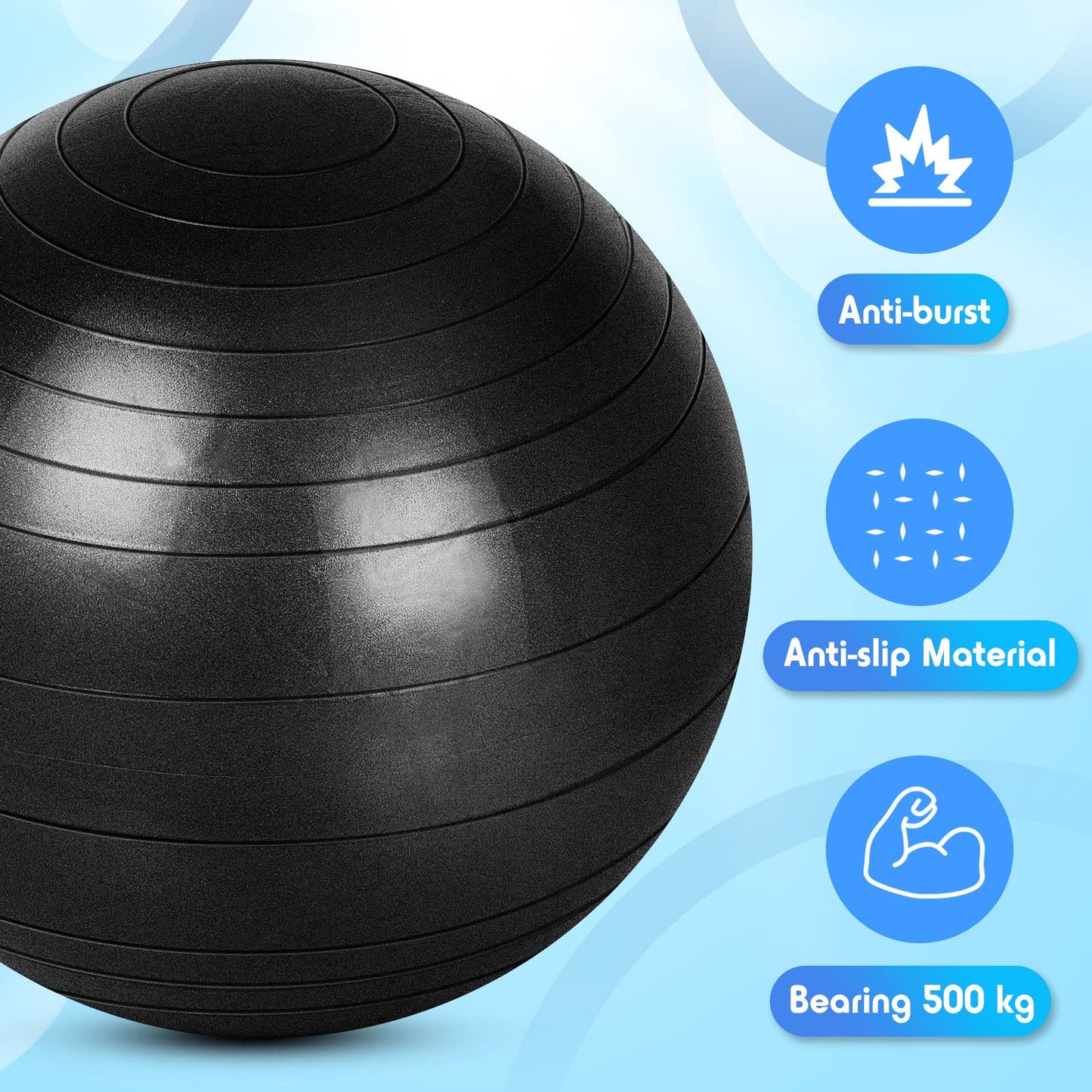 Honoson 3 Pcs Yoga Ball 55/65/75cm Exercise Ball for Working Out Birthing Pregnancy Gym Physical Therapy Balance Stability Fitness, Quick Pump Included