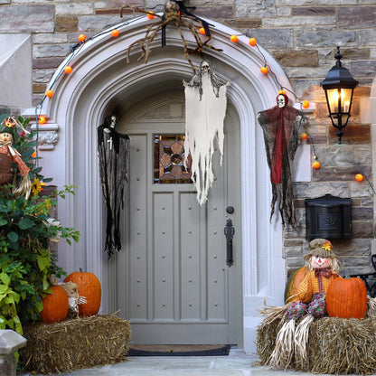 Halloween Hanging Skeleton Ghosts (3 Pack), One 36” and Two 32” Halloweens Grim Reapers, Flying Ghosts for Haunted House Prop Décor, Indoor/Outdoor Halloween Decorations