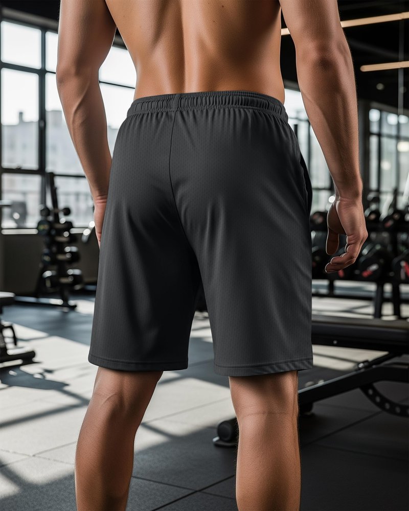 NY Threads 3 Pack Men's Athletic Shorts Quick Dry Lightweight Workout Running Gym Shorts with Pockets, Large, Black/Navy/Dark Grey