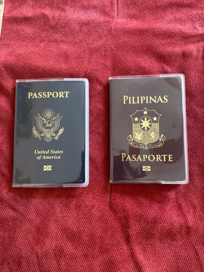 Clear Transparent Frosted Passport Cover Holder Case Organizer ID Card Travel Protector (Clear x1 + Frosted x1)