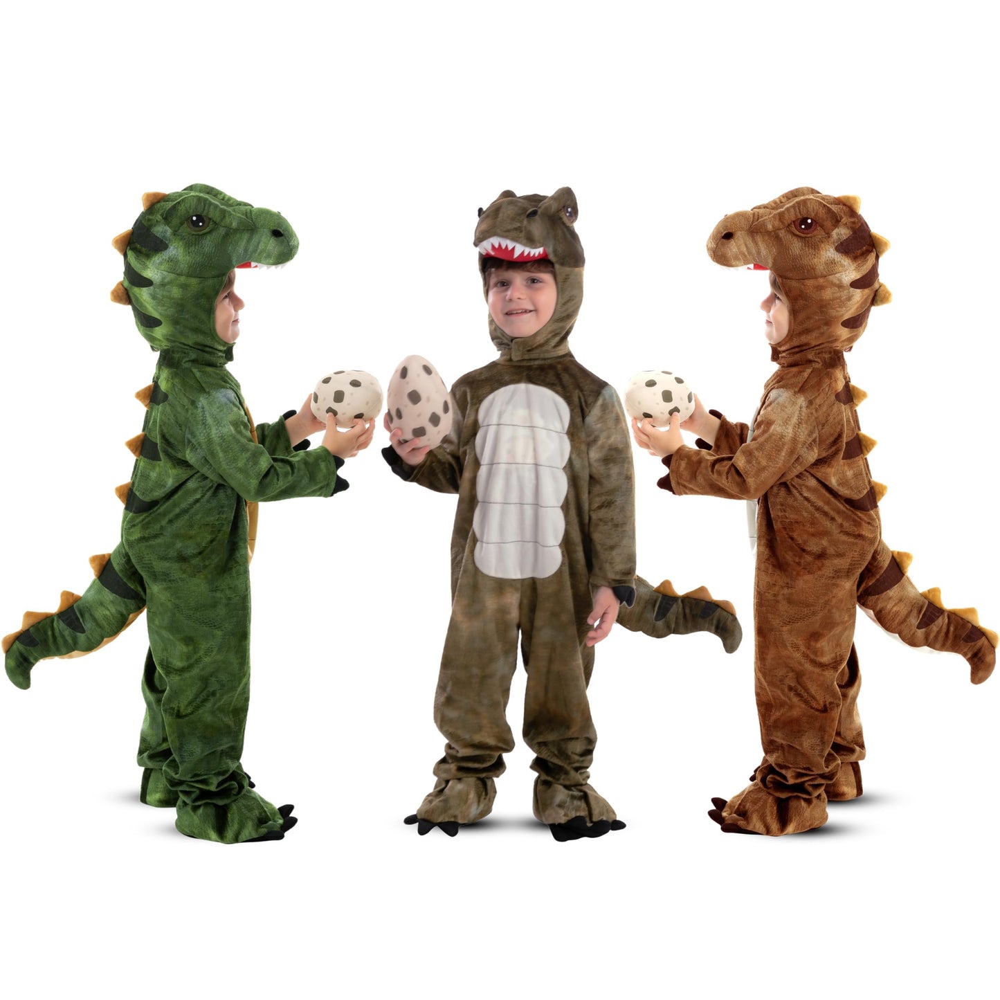 Spooktacular Creations Halloween Realistic T-rex Costume Outfit Dinosaur Jumpsuit with Egg for Kids Toddler Dress-up Party