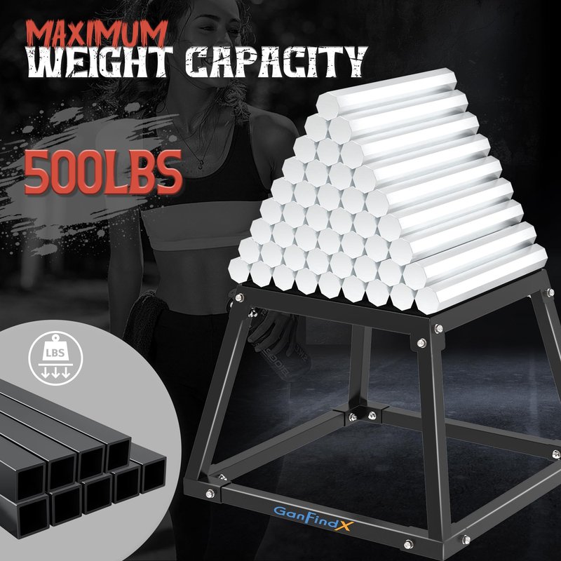 GanFindX Steel Plyometric Jump Box,12/13/18 Inch Heavy Duty Plyo Platform, Non-Slip Workout Step Box for Home Gym, Agility, Strength & Conditioning Training