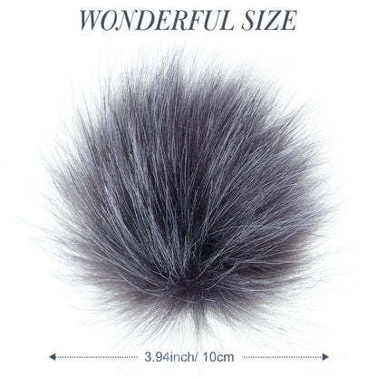 Tatuo 16 Pieces Faux Fur Pom Ball DIY for Hats Shoes Scarves Bag Pompoms Keychain Charms Knitting Hat Accessories(Dark Gray)