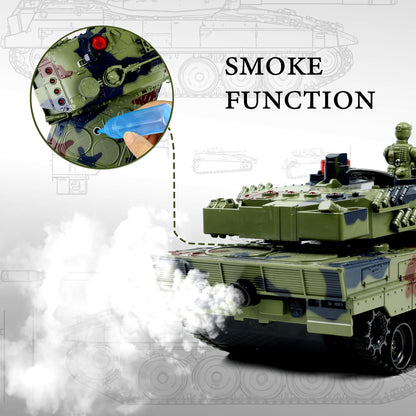 1/24 RC Tank,Remote Control Tank for Boys with Smoke, Lights & Sounds,2.4GHz Ger Leopard II Army Model,Military Toys Gift for Kids Ages 6+