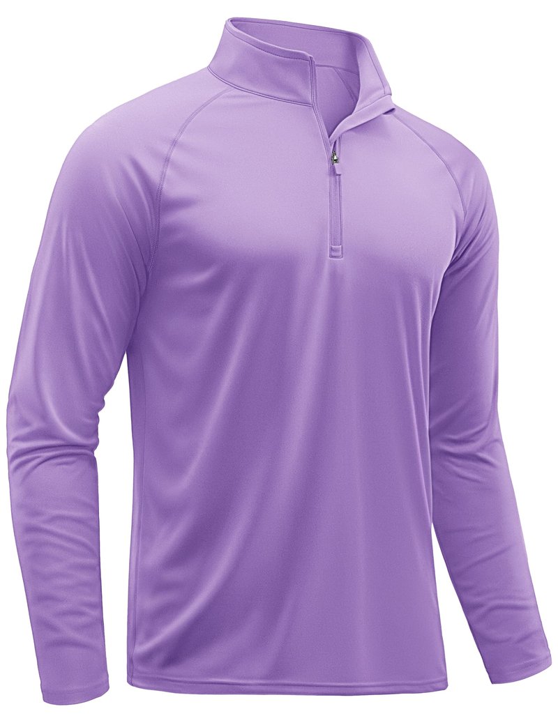 TACVASEN Men's Athletic SPF Pullover Shirts Running Fishing Tops Summer Sun Protection UPF 50+ Dry Fit T-Shirts Light Purple M