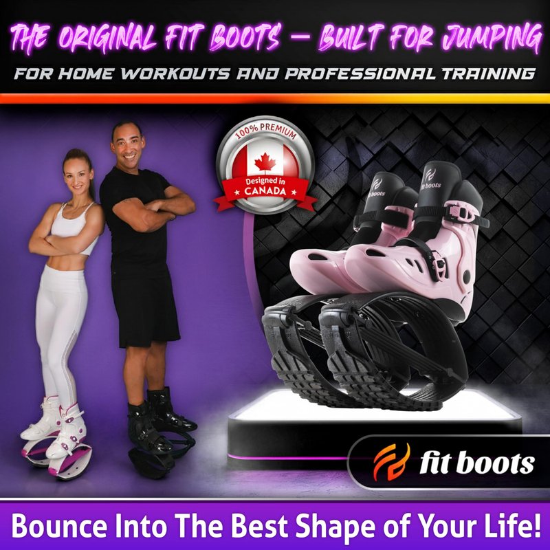 FIT BOOTS for Women Exercise - Premium Moon Shoes for Jumping, Kangaroo Shoes for Training, Cardio & Fun, Joint-Friendly, Rebounder Jumps Boots for Adults & Kids, Bouncy Workout (Pink-XS-100/150Lbs)