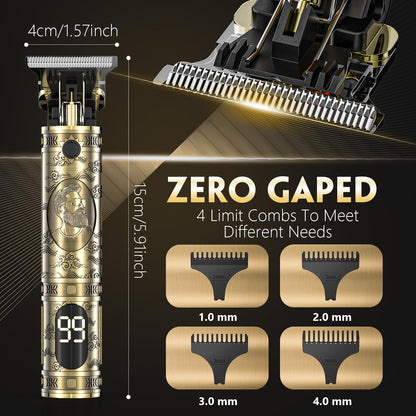 Beard Trimmer Hair Clippers Men,Cordless Rechargeable Hair Trimmer for Men,Premium Professional Barber Grooming Set with Zero Gapped T Blade Shaver & LCD Display Gift