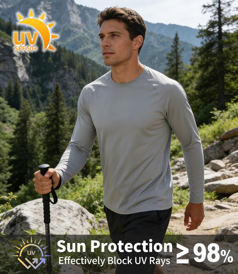 Long Sleeve Fishing Shirts for Men Sun Protection Rash Guard Shirts SPF UV Rashguard UPF 50+ Swim Shirt Running Workout Sunshirt 5 Pack