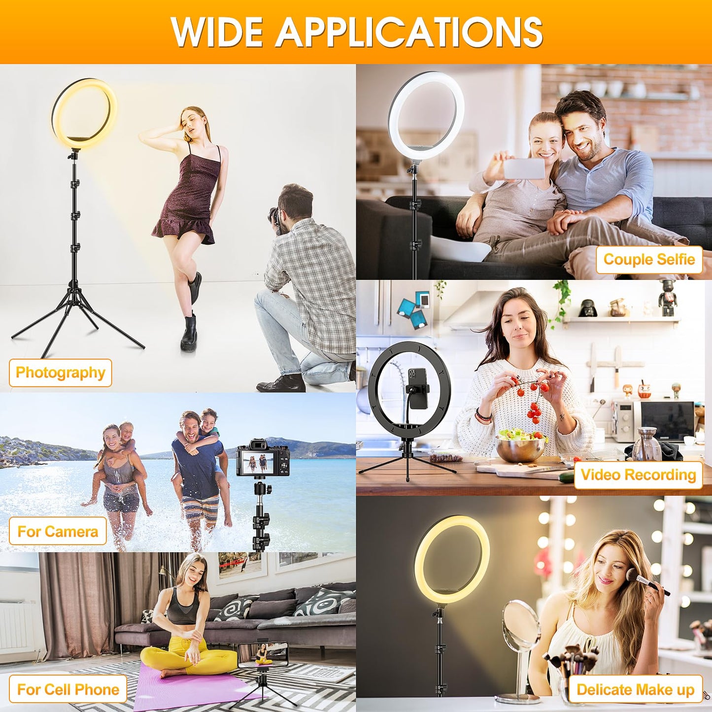 11.5'' Ring Light with Tripod Stand & Phone Holder Tall, GerTong LED Professional Selfie Circle Ringlight with Remote for Makeup YouTube, Floor/Desk USB Halo Lamp with 40 RGB Modes 13 Brightness