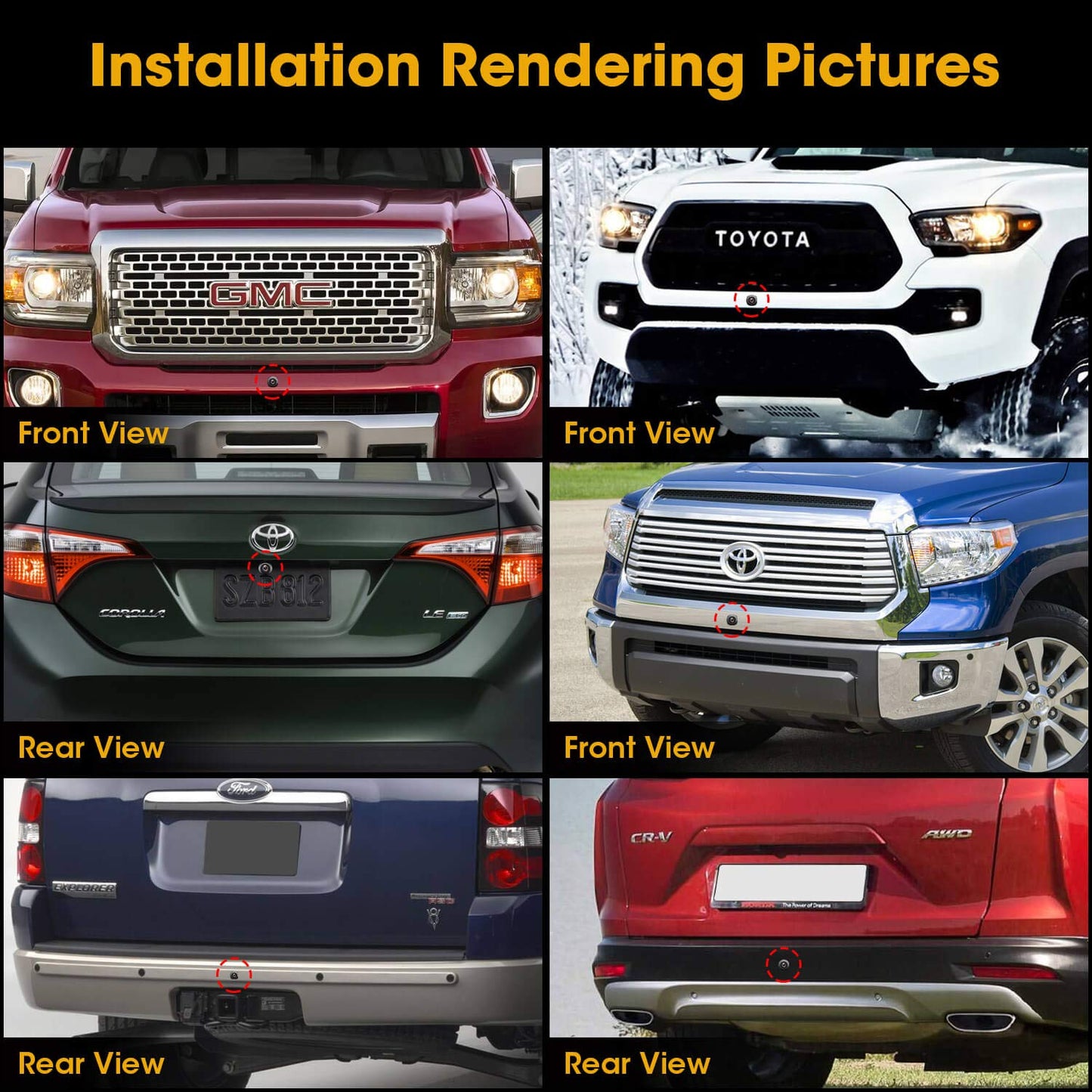 NATIKA Backup/Front/Side View Camera: No Distortion Effect Starlight Night Vision HD Metal Flush or Surface Mount 720P AHD and TVI Reverse Rear View Backup Camera for Cars Pickup Trucks SUVs RVs Vans