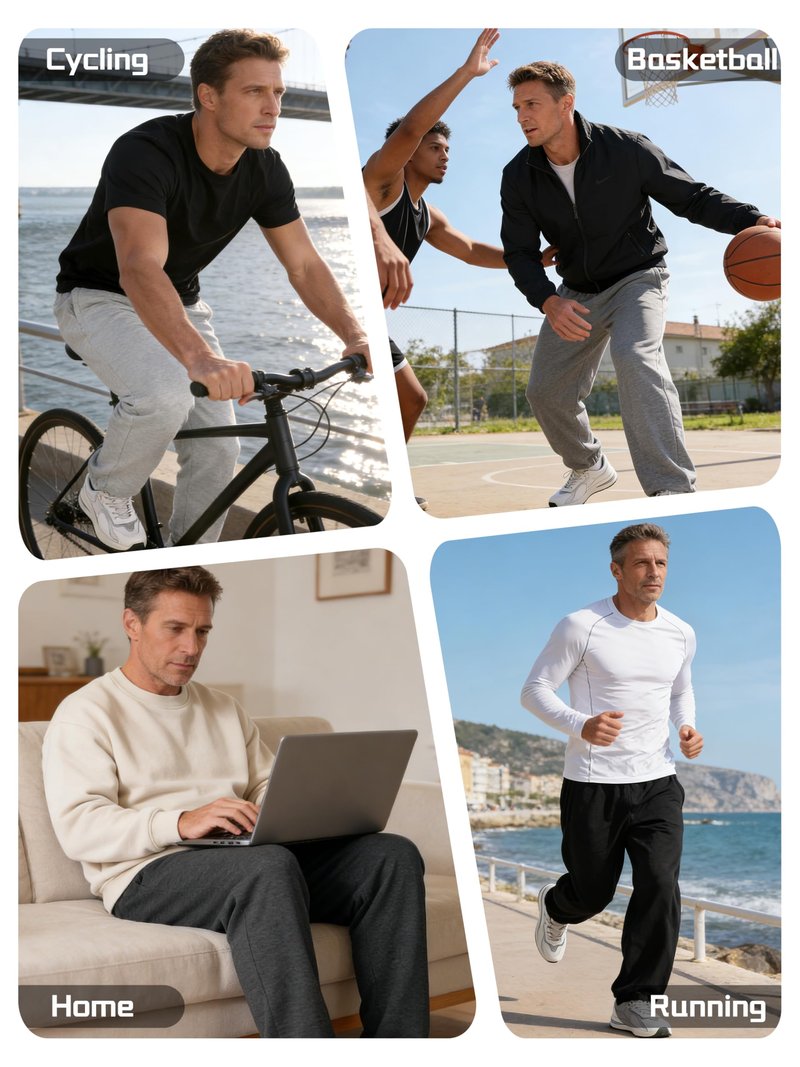 Aocku 4 Pack Mens Sweatpants Athletic Mens Joggers Sweat Pants with Pockets Drawstring Workout Gym Pants, Color A L