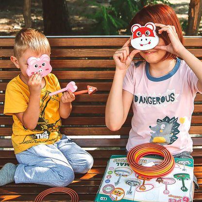 Animal Ring Toss Game Toy Set for Kids, 6 Targets Stands & 36 Rings Combo, Indoor Outdoor Party Yard Family Adults Activity, Birthday Present for Toddlers Boys Girls Child Ages 3+