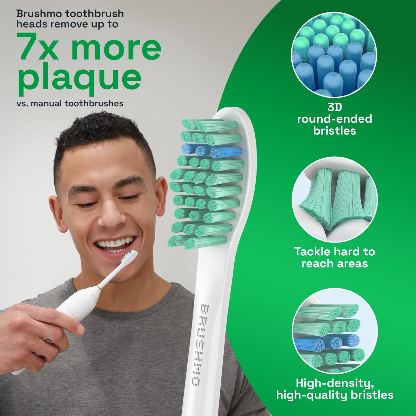 Brushmo e-Series Electric Sonic Toothbrush - Rechargeable Screw-On Electronic Tooth Brush for Adults with 3 Modes & Timer - IPX7 Waterproof, Long-Lasting Battery & Wireless Charging Base - White