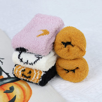 Century Star Halloween Socks Womens Fuzzy Socks Soft Fluffy Socks Winter Socks Sports Outdoor Sock Athletic Socks for Christmas 4 Pairs Halloween Pattern One Size