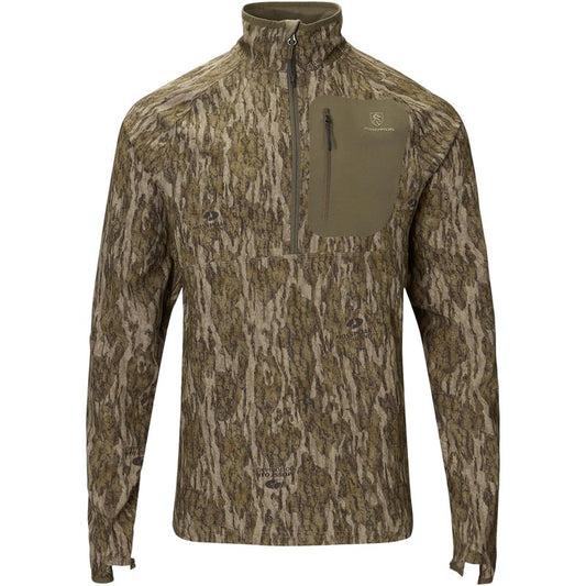 DRAKE WATERFOWL Men's Lightweight 1/2 Zip Pullover | Breathable DWR Hunting Layer w/Agion Active X2 & Zippered Chest Pocket, Bottomland, Large
