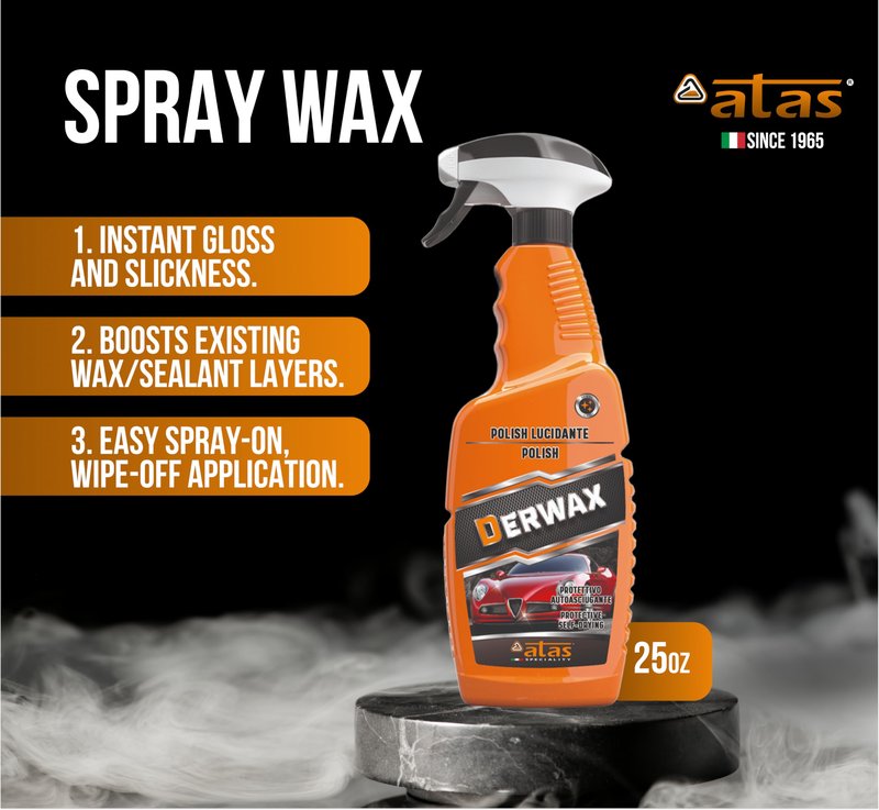 Spray Wax for Cars – Instant Mirror Shine & Streak-Free Finish – Premium Italian Formula, Easy Wipe-On Car Wax Spray for Deep Gloss, Slick Surface & Protection on Paint, Plastic & Trim – 25 Oz