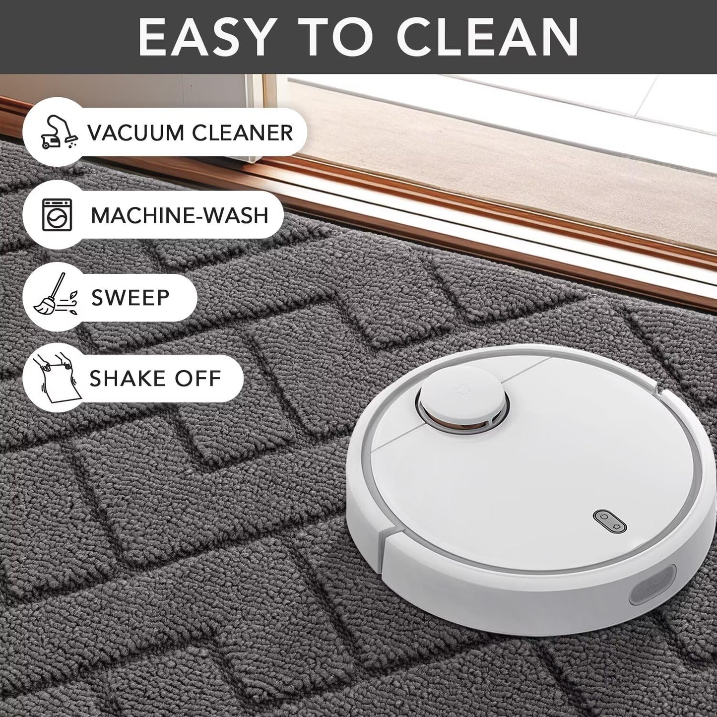 Biscpro Door Mats Indoor, Dirt Trapper Mat Absorbent Non-Slip Low Profile Doormat for Entrance, Inside, Kitchen, Front Door Mat Washable for Pets and Dogs— 50x80 cm, Grey
