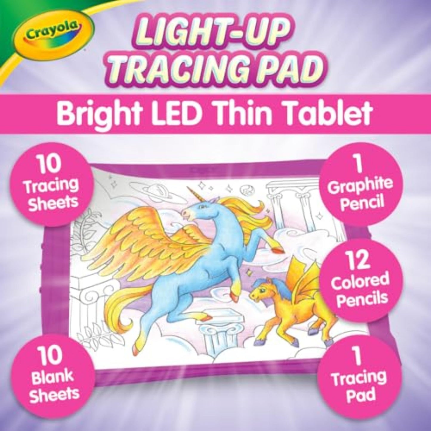 Crayola Light Up Tracing Pad Pink, Best Birthday, Holiday & Christmas Gifts for Girls & Boys, 6, 7, 8 Year Olds, Kids Toys, Light Box Art Kit for Kids [Amazon Exclusive]