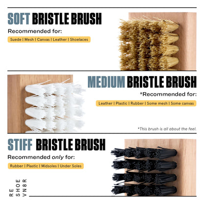 Resheovn8r Essential Kit 5 Piece Set Trainer Care Shoe Cleaning 3 Brushes Microfiber Towel 4 oz of Solution 50 Cleans