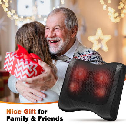 Boriwat Back Massager with Heat, Neck Massager for Pain Relief Deep Tissue, 3D Kneading Massage Pillow for Back, Neck, Shoulder, Legs, Gifts for Women Men Mom Dad