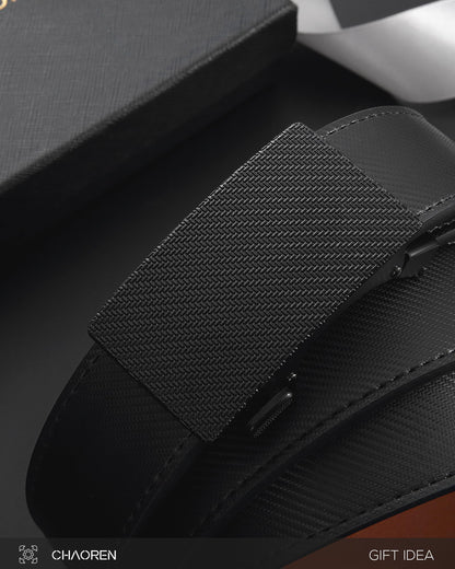 CHAOREN Leather Ratchet Belt for men 1 3/8" for Dress Pants - Micro Adjustable Belt Fit Everywhere