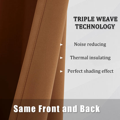 DUALIFE Blackout Curtains 90 Inches Long Sleek Narrow Curtains for Small Window Laundry Office Fall Luxury Decor Doorway Curtain Panels(2 Panels, Dark Oak Golden Brown, W34 x L90)