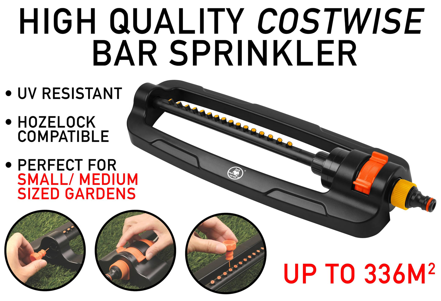 Lawn/grass/garden watering/irrigation oscillating Bar Sprinkler,Easy Adjustment and Oscillating,standard universal click hose connection