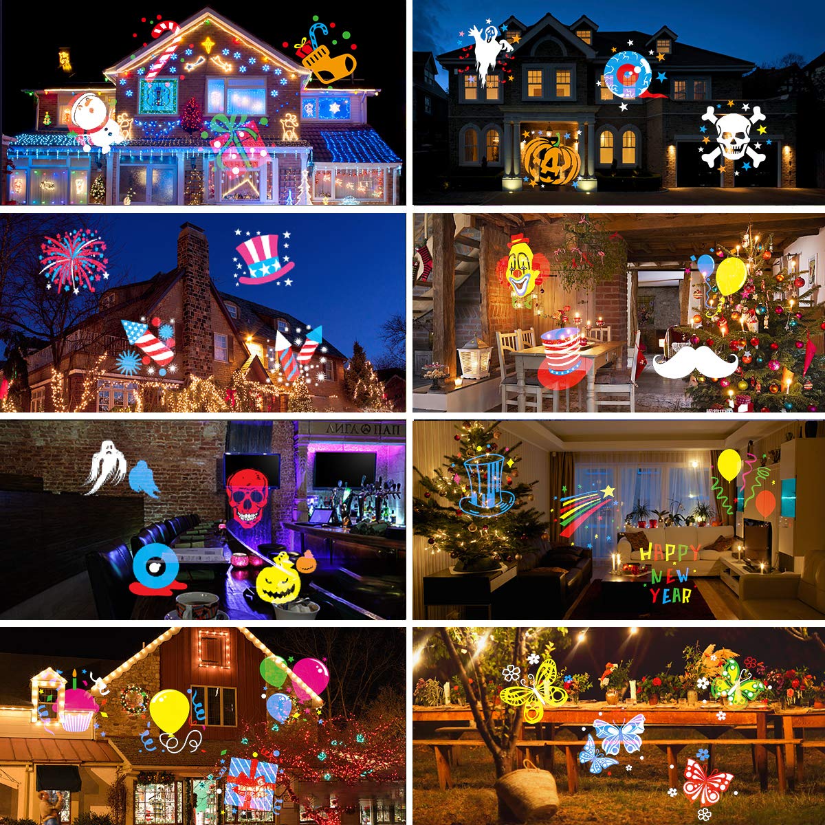 Christmas Halloween Lights Projector,Waterproof IP65 Indoor Motion Remote Control 10W LED Projector, 16 Slides Holiday Light Party Outdoor Garden House Apartment Kids Room Night Light