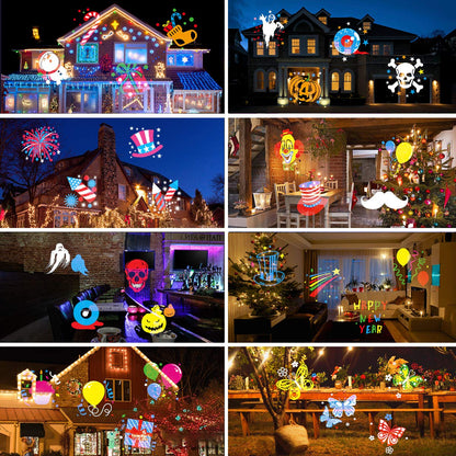 Christmas Halloween Lights Projector,Waterproof IP65 Indoor Motion Remote Control 10W LED Projector, 16 Slides Holiday Light Party Outdoor Garden House Apartment Kids Room Night Light