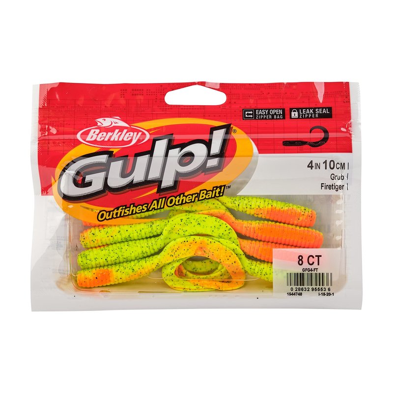 Berkley Gulp! Grub Fishing Soft Bait, Firetiger, 4"
