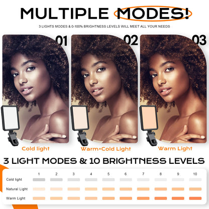 Rechargeable Soft Selfie Light for Phone, Camera, Laptop, 3000mAh Portable LED Light for Pictures, Phone Light Clip for Selfie, Vlog, TikTok, Makeup, Video Conference
