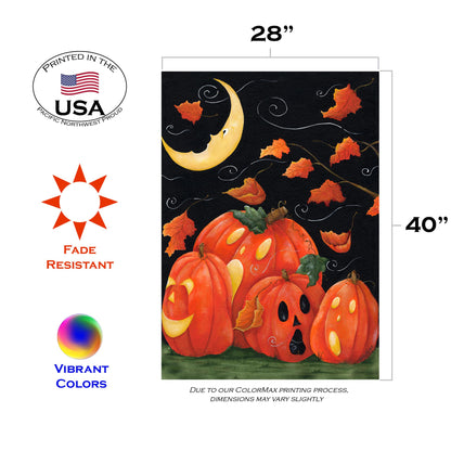 Toland Home Garden 28x40 Inch Double Sided House Flag Halloween Flag, Scary Night Spooky Halloween Garden Flag For Outdoor Yard Flag Decoration