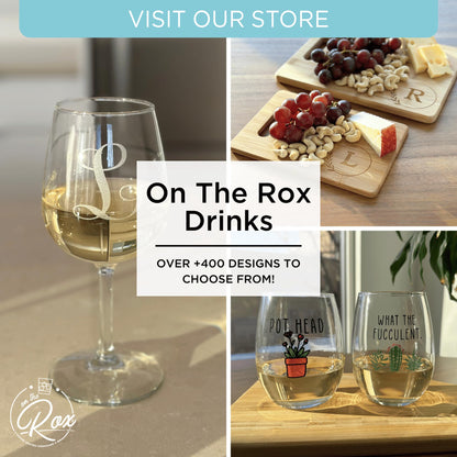 On The Rox Drinks Monogrammed Gifts For Women and Men - Letter A-Z Initial Engraved Monogram Stemless Wine Glass - 17 Oz Personalized Wine Gifts For Women and Men (S)