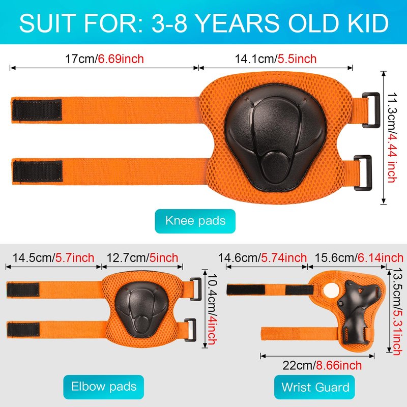 Wemfg Kids Protective Gear Set Knee Pads for Kids 3-8 Years Toddler Knee and Elbow Pads with Wrist Guards 3 in 1 for Skating Cycling Bike Rollerblading Scooter