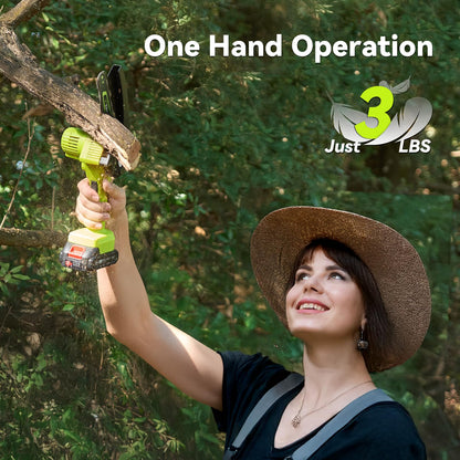 Supstable Mini Chainsaw 6 Inch, Electric Chainsaw Cordless, Battery Powered Chain Saw with Oiler, 2pcs 2000mAh Batteries, Small Handheld Garden Saws for Tree Branch Wood Cutting, Gifts for Men Women