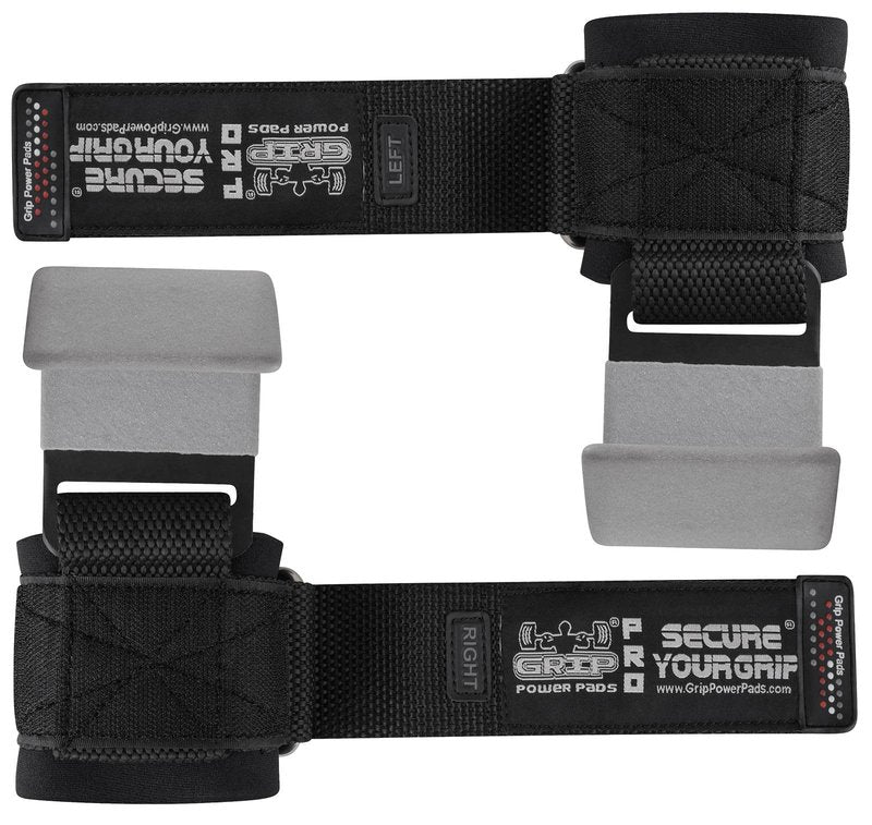 Weight Lifting Hooks Heavy Duty PRO Lifting Wrist Straps Deadlift Straps Power Lifting Grips Weightlifting Gym Gloves Men & Women (Gray, Men-Wrist Size Large)