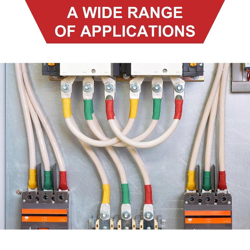Heavy Duty 8 Gauge Tinned Wire Connectors - 10pcs Copper Ring Terminals with Marine-Grade Heat Shrink Tubing | 5/16" Size