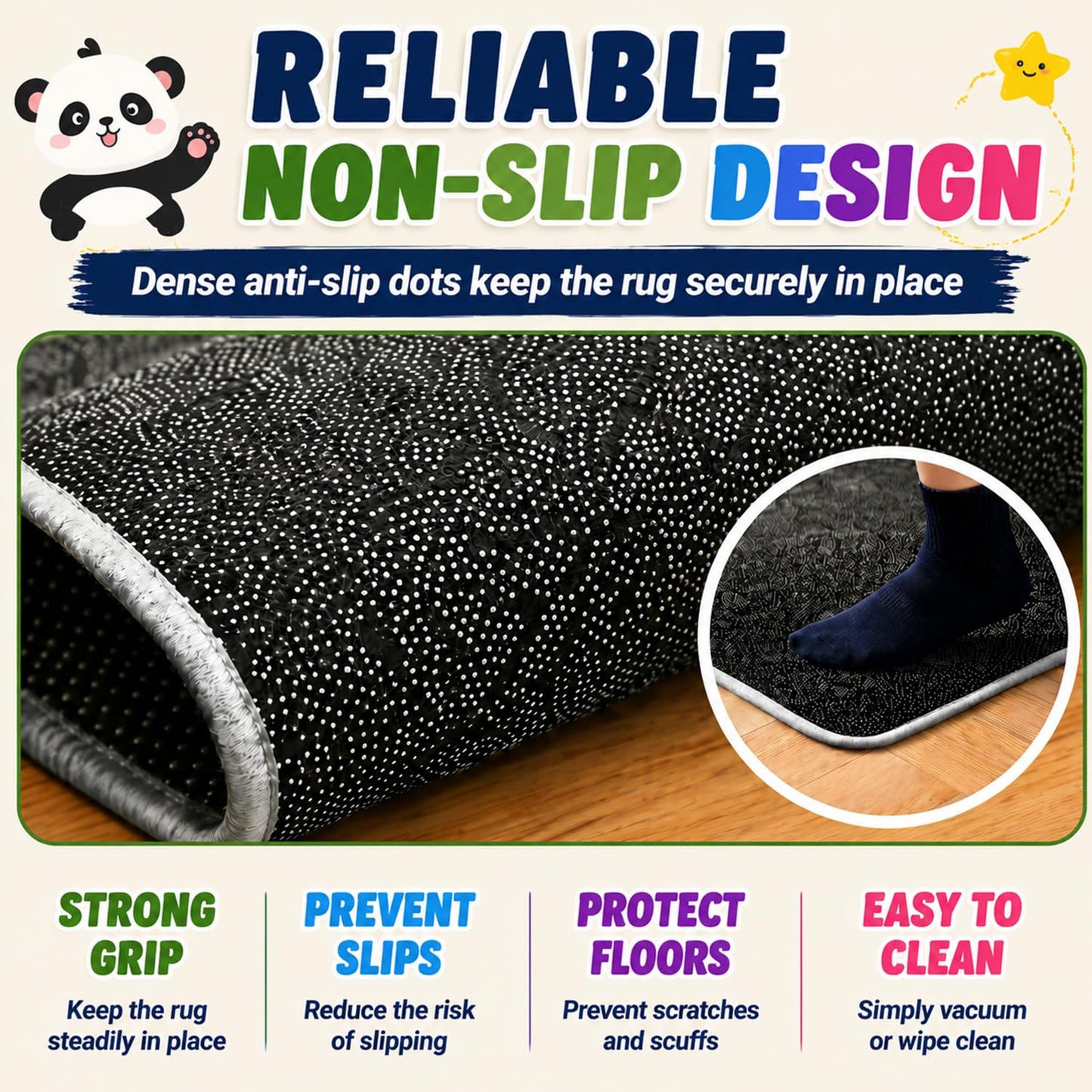 ABC Kids Play Rug, Non-Slip Classroom Carpet,59" x 39.4''