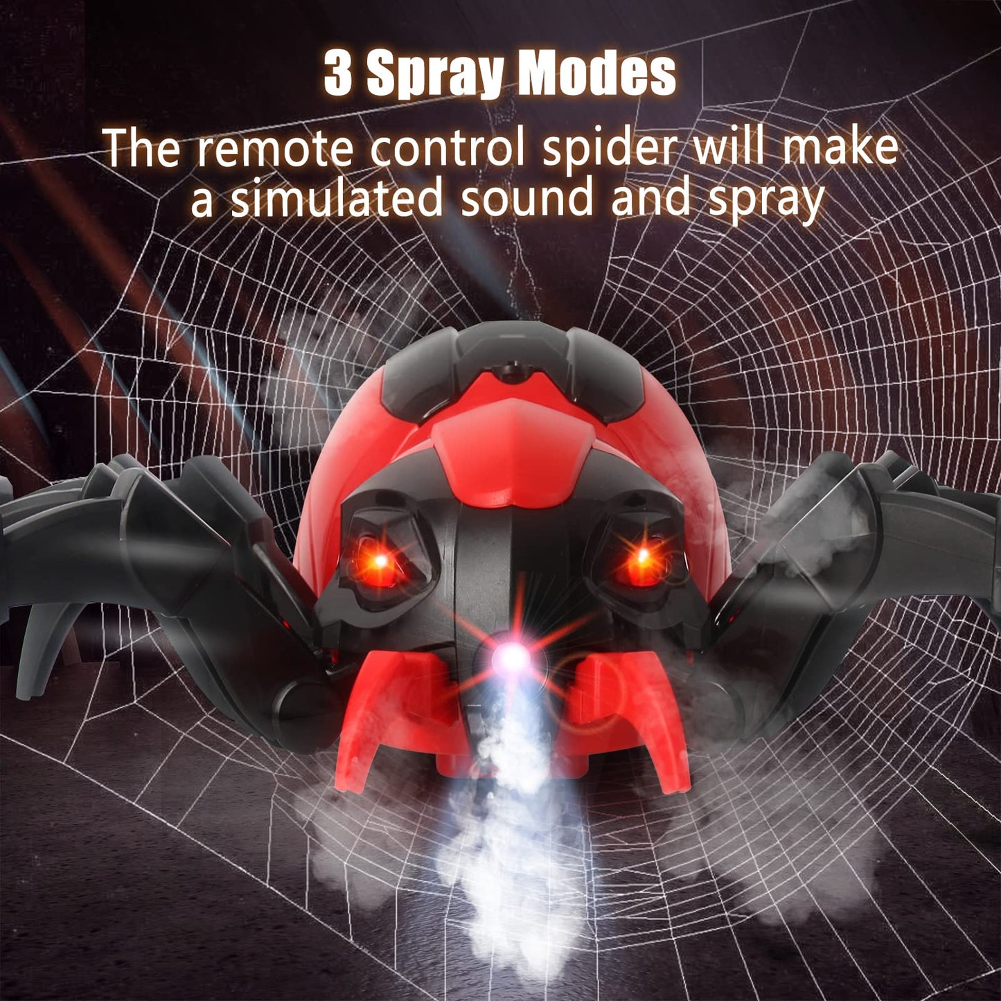 sumsync Remote Control Spider Kids Toys - Realistic RC Spider, Music Effect, LED Light, Toys for 3 4 5 6 7 8 9 10 11 12+ Year Old Boys/Girls, Gifts for Halloween Christmas Easter Birthday, Red