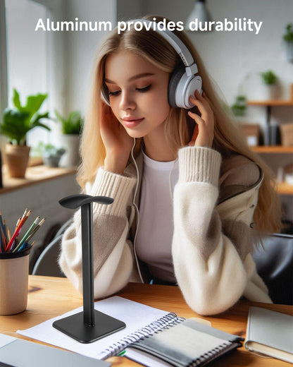 DGPLUS Headset Stand - Headphone Holder for Desk with Aluminum Hanger Compatible with All Over-Ear On-Ear Computer Xbox One PS5 PS4 PC Game Telephone Headsets (Black)