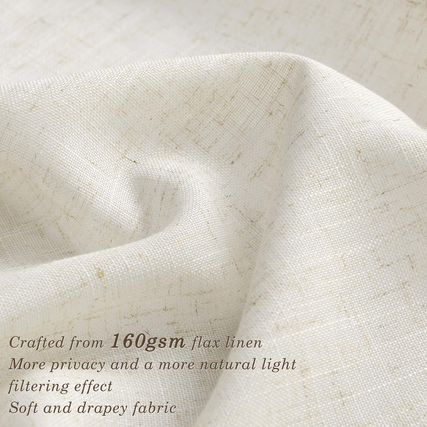 Jowels Natural Cream Linen Curtains 84 Inch Length 2 Panels for Living Room Bedroom, Light Filtering Sheer Curtains 84 Inches, Modern Farmhouse Grommet Semi Sheer Soft Privacy Drapes