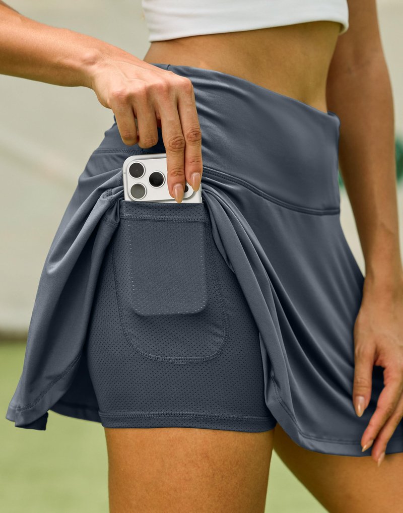 SANTINY Pleated Tennis Skirt for Women with 4 Pockets Women's High Waisted Athletic Golf Skorts Skirts for Running Casual (Dusty Blue_XXS)