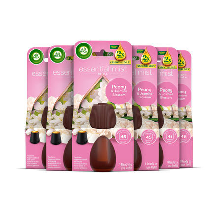 Air Wick Essential Mist Aroma Relaxing Peony and Jasmine Pack of 6 x 20ml