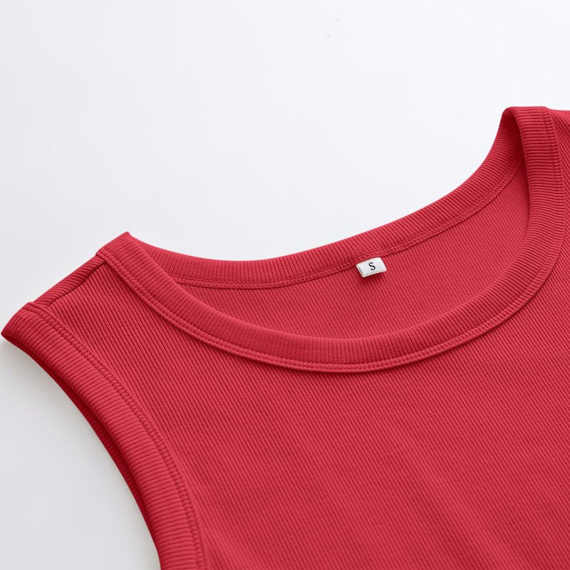 ANRABESS Womens Sleeveless High Neck Tank Tops Fashion Summer Casual Basic Slim Fit Ribbed Racerback Top Shirt Clothes Red-XL